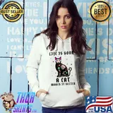 Life Is Good A CAT Makes It Better Halloween CAT Lovers Raglan Baseball T-shirt