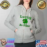 Lucky Din O’Saur Dinosaur St. Patrick's Day Shamrock T-Shirt Full Zip Hooded