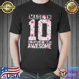 Made in 10 12 Years Of Being Awesome Florals Birthday Gifts Premium T-Shirt Unisex
