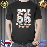 Made in 1966 56 years of being awesome 56th Birthday Flowers T-shirt