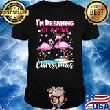 Matching Family I'm Dreaming Of A Pink Christmas Flamingo T-shirt