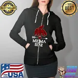 Mema Bear Christmas Pajama Red Plaid Buffalo Family T-Shirt Full Zip Hooded
