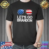Mens Let's Go Brandon US Flag Sunglasses T-Shirt Unisex