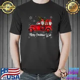 Merry Christmas Y'all Gnomes Santa Retro Red Truck Pajamas T-Shirt