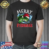 Merry Fishmas Christmas Fishing T-Shirt Unisex