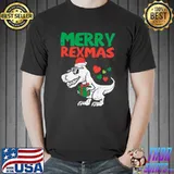 Merry Rexmas Santa Trex Dino Toddler Boys Christmas PJs Kids T-shirt