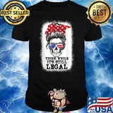 Messy Bun Skull Think While it is Still Legal US Flag T-Shirt