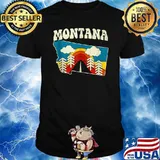 Montana Vintage State Rainbow Hippie Retro 70s Map T-shirt