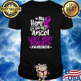 My hero is now my ancel Lewy Body Dementia Purple Awareness Ribbon t-shirt