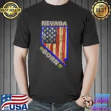 Nevada Born State Shape and Motto US Flag Proud T-Shirt Unisex