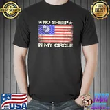 No Sheep In My Circle Sarcastic Sheeple Wake Up US Flag T-Shirt