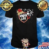 Nurse Life Medical Stethoscope Leopard Christmas Hat Heart Shirt