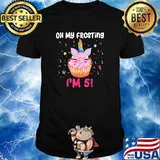 Oh My Frosting I'm 5 Unicorn Cupcake Face 5th Birthday T-Shirt