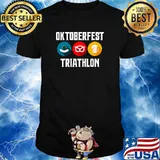 Oktoberfest Triathlon Bavarian Beer Pretzels and Bratw T-Shirt