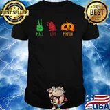 Peace Love Pumpkin Trick Or Treating Scary Halloween T-Shirt