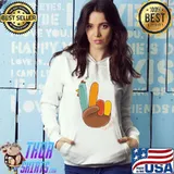 Peace Love Turkey Thankful Turkey Hand Sign Thanksgiving T- Hoodie