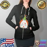 Penguin wearing Christmas tree hat Light Shirt Full Zip Hooded