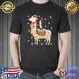 Penguins Lover Xmas Lighting Penguin Riding Llama Christmas T-s Unisex