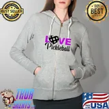 Pickleball Love Heart Shirt Full Zip Hooded