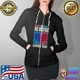 Pink Or Blue Big Brother Loves You Gender Reveal Baby T-Shirt Full Zip Hooded