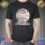 Proud Single Mom Official Teenager 13th Birthday Baseball T-Shirt