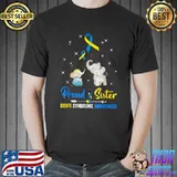 Proud Sister Down Syndrome Awareness Blue Yellow Ribbon T-Shirt Unisex