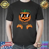 Pumpkin Gaming Controller Halloween Shirt for Boys Kids T-Shirt
