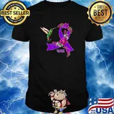 Purple Alzheimer's Awareness Bird Flowers T-Shirt