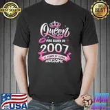 Queen Born In 2007 15 Years Old 15th Birthday T-Shirt
