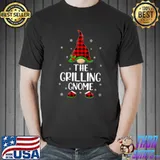 Red Buffalo Plaid Matching The Grilling Gnome Christmas T-Shirt