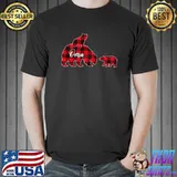 Red Plaid Oma Bear Two Cubs Buffalo Pajama Xmas T-Shirt Unisex