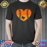 Retro Vintage Houston Texas Baseball Heart With Map T-Shirt