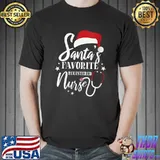 Santa Favorite Registered Nurse Outfit Funny Cute Xmas T-Shirt