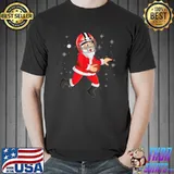 Santa Playing Football Christmas Boy Kid Sport Merry Sweater T-Shirt