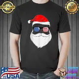 Santa With American Sunglasses Christmas Pajamas For Family T-Shirt