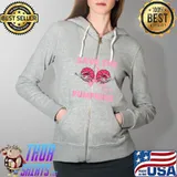 Save The Pumpkins Skeleton Hand Breast Cancer Pink Ribbon halloween T-Shirt Full Zip Hooded