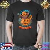 Scary Orange Pumpkin Hallowe'en Son From Father Graphic T-Shirt