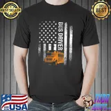 School Bus Driver Usa American Flag Funny Bus Driver Gift T-Shirt