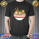 Shibas Eating Ramen Noodles - Kawaii Japanese Food Anime T-Shirt Unisex