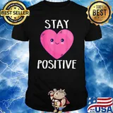 Stay Positive Cute Kawaii Heart Motivation Affirmation T-Shirt