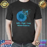 Sunflower Faith Hope Love Diabetes Awareness Diabetic Gifts T-Shirt