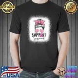 Support Squad Messy Bun Pink Warrior Breast Cancer Awareness T-Shirt
