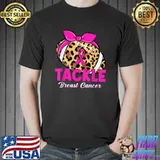 Tackle Breast Cancer Awareness Pink Ribbon Leopard Football T-Shirt