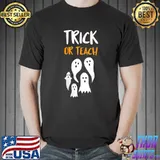 Teacher Halloween Trick or Teach Skull Retro Vintage T-Shirt Unisex