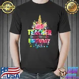 Teacher Of The Birthday Girl Unicorn Birthday Tie Dye T-Shirt Unisex