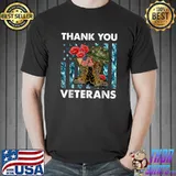 Thank you veterans combat boots poppy flower veteran day T-Shirt