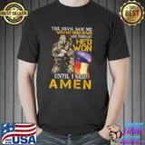 The Devil Saw Me With My Head Down And Thought He'd Won Until I Said Amen America Flag Shirt