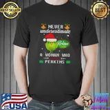 The Grinch Never Underestimate A Woman Who Works At Perkins Logo Shirt Unisex