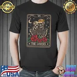 The Lovers Vintage Tarot Card, Astrology Skull Horror Occult T-Shirt