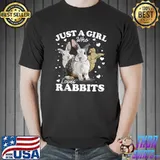 Three Cute Rabbit Chubby Face Kawaii Animal Love Just a Girl T-Shirt